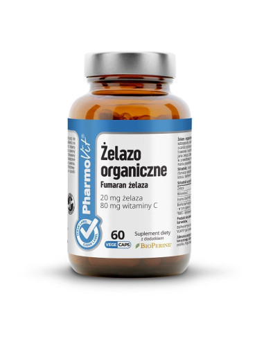 ŻELAZO (20 mg) BEZGLUTENOWE 60 KAPSUŁEK - PHARMOVIT (CLEAN LABEL)