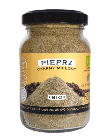 PIEPRZ CZARNY MIELONY BEZGLUTENOWY BIO 100 g - PIĘĆ PRZEMIAN