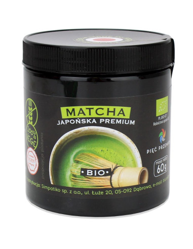 HERBATA ZIELONA MATCHA JAPOŃSKA BEZGLUTENOWA BIO 60 g - PIĘĆ PRZEMIAN