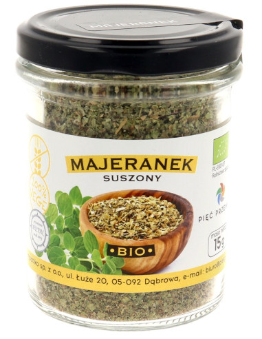 MAJERANEK SUSZONY BEZGLUTENOWY BIO 15 g - PIĘĆ PRZEMIAN
