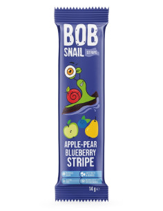 PRZEKĄSKA STRIPE JABŁKO - GRUSZKA - BORÓWKA BEZ DODATKU CUKRÓW BEZGLUTENOWA 14 g - BOB SNAIL