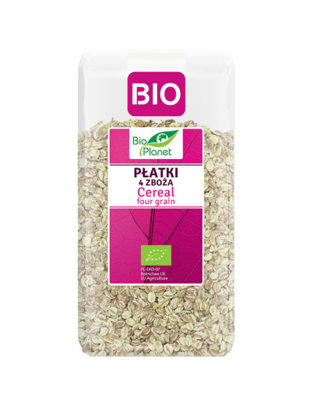 PŁATKI 4 ZBOŻA (ORKISZ, OWIES, JĘCZMIEŃ, ŻYTO) BIO 600 g - BIO PLANET