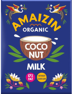COCONUT MILK - NAPÓJ KOKOSOWY BEZ GUMY GUAR (17 % TŁUSZCZU) BIO 200 ml (KARTON) - AMAIZIN