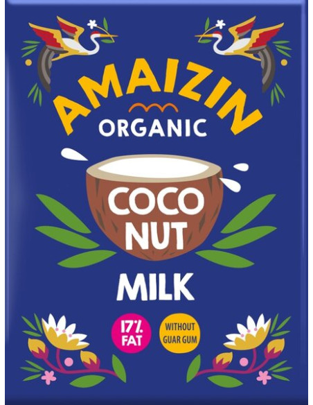 COCONUT MILK - NAPÓJ KOKOSOWY BEZ GUMY GUAR (17 % TŁUSZCZU) BIO 200 ml (KARTON) - AMAIZIN