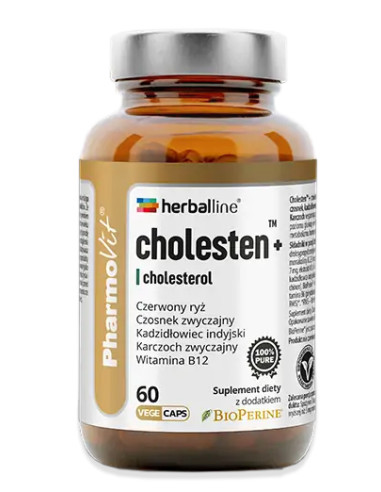 KAPSUŁKI NA PRAWIDŁOWY POZIOM CHOLESTEROLU (CHOLESTEN+) BEZGLUTENOWE 60 szt. - PHARMOVIT (HERBALLINE)