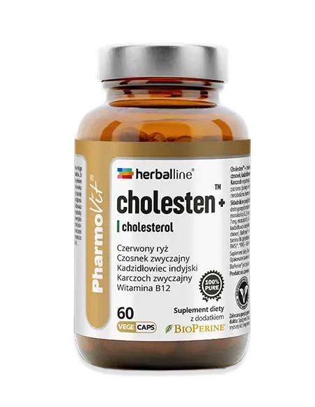 KAPSUŁKI NA PRAWIDŁOWY POZIOM CHOLESTEROLU (CHOLESTEN+) BEZGLUTENOWE 60 szt. - PHARMOVIT (HERBALLINE)