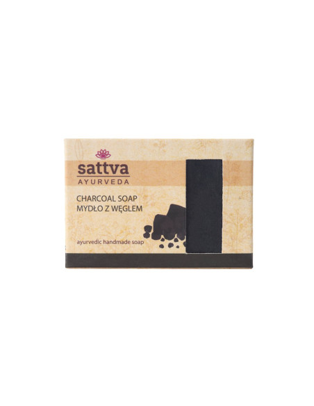 MYDŁO W KOSTCE DO CIAŁA Z WĘGLEM AKTYWNYM 125 g - SATTVA (AYURVEDA)