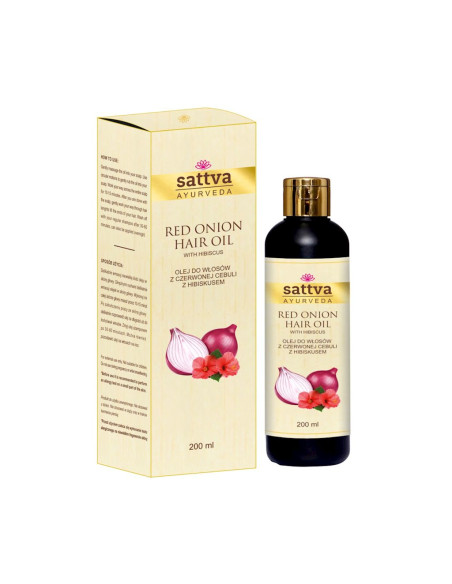 OLEJEK DO WŁOSÓW Z CZERWONEJ CEBULI Z HIBISKUSEM 200 ml - SATTVA (AYURVEDA)