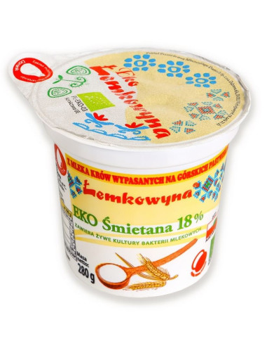ŚMIETANA 18 % BIO 280 g - ŁEMKOWYNA