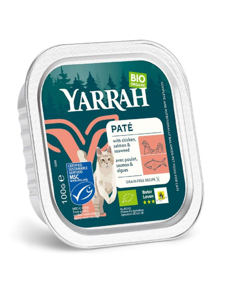 (DLA KOTA) PASZTET Z ŁOSOSIA Z ALGAMI MORSKIMI BIO 100 g - YARRAH