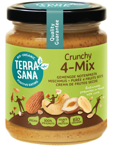 KREM ORZECHOWY CRUNCHY MIX (4 ORZECHY) BIO 250 g - TERRASANA