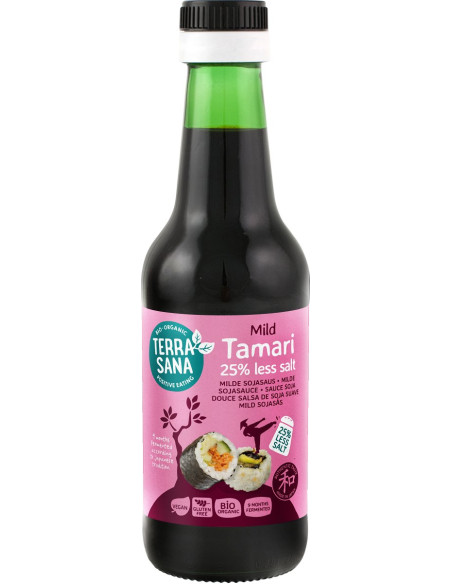 SOS SOJOWY TAMARI ŁAGODNY 25 % MNIEJ SOLI BEZGLUTENOWY BIO 250 ml - TERRASANA
