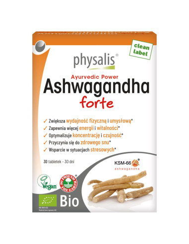 ASHWAGANDHA FORTE EKSTRAKT BIO (600 mg) 30 TABLETEK - PHYSALIS
