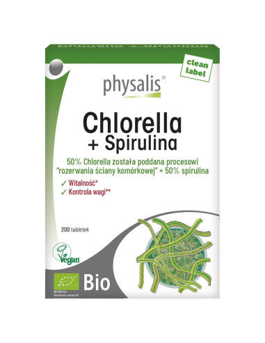 CHLORELLA + SPIRULINA BIO 200 TABLETEK - PHYSALIS