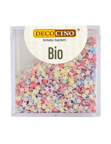 POSYPKA CUKROWA KOLOROWE GWIAZDKI BIO 50 g - DECOCINO  (PRODUKT SEZONOWY)