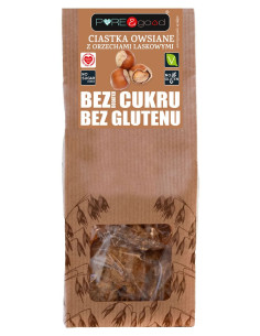 CIASTKA OWSIANE Z ORZECHAMI LASKOWYMI BEZ DODATKU CUKRÓW BEZGLUTENOWE 150 g - PURE&GOOD