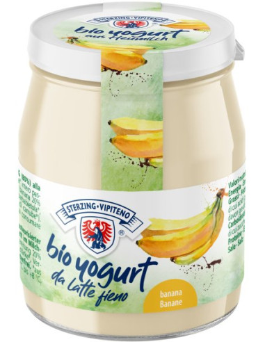 JOGURT BANANOWY Z MLEKA SIENNEGO BEZGLUTENOWY BIO 150 g (SŁOIK) - STERZING-VIPITENO