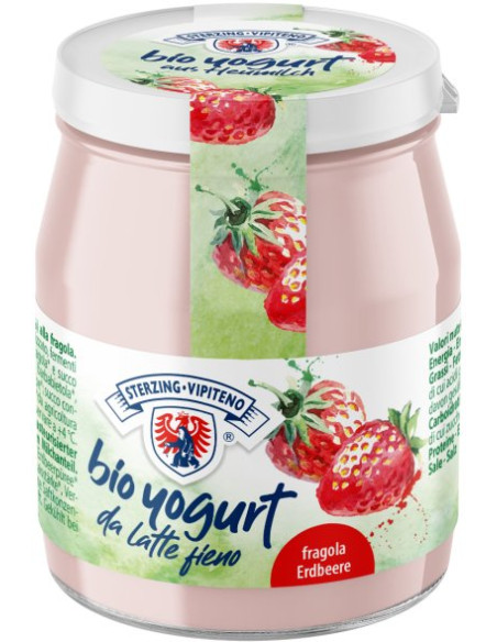 JOGURT TRUSKAWKOWY Z MLEKA SIENNEGO BEZGLUTENOWY BIO 150 g (SŁOIK) - STERZING-VIPITENO