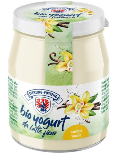 JOGURT WANILIOWY Z MLEKA SIENNEGO BEZGLUTENOWY BIO 150 g (SŁOIK) - STERZING-VIPITENO