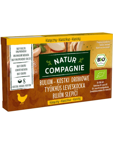 BULION - KOSTKI DROBIOWE BEZ DODATKU CUKRÓW BIO (8 x 11 g) 88 g - NATUR COMPAGNIE