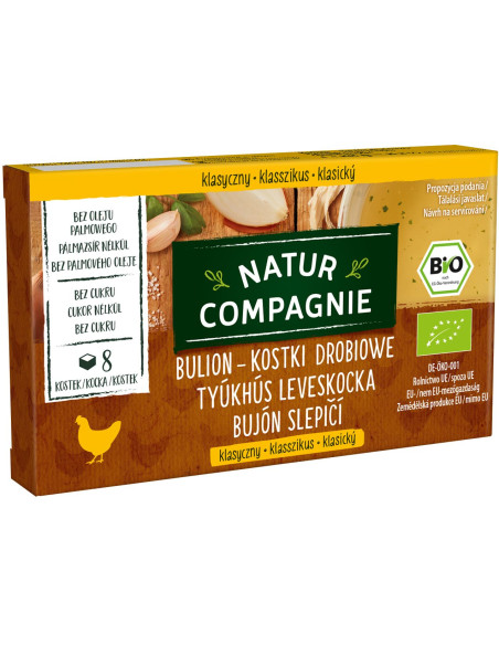 BULION - KOSTKI DROBIOWE BEZ DODATKU CUKRÓW BIO (8 x 11 g) 88 g - NATUR COMPAGNIE