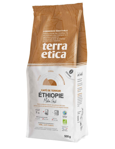 KAWA ZIARNISTA ARABICA 100 % MOKA GUJI ETIOPIA FAIR TRADE BIO 500 g - TERRA ETICA