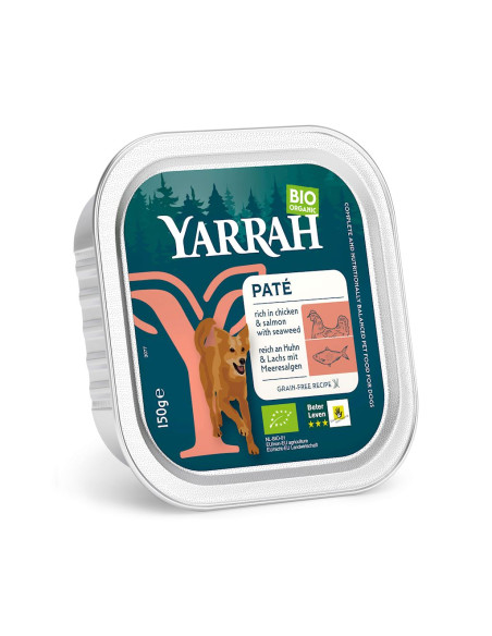 (DLA PSA) PASZTET Z KURCZAKA I ŁOSOSIA Z ALGAMI MORSKIMI BIO 150 g - YARRAH