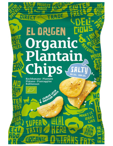 CHIPSY Z PLANTANA SOLONE BEZGLUTENOWE BIO 80 g - EL ORIGEN