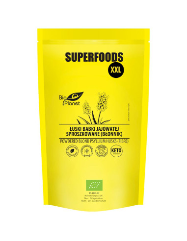 ŁUSKI BABKI JAJOWATEJ SPROSZKOWANE (BŁONNIK) BIO 600 g - BIO PLANET SUPERFOODS