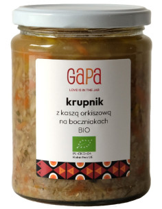 KRUPNIK Z KASZĄ ORKISZOWĄ NA BOCZNIAKACH BIO 450 g - GAPA 2