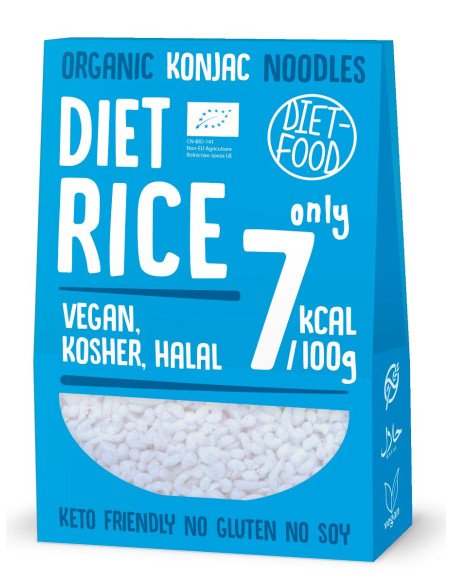 MAKARON (KONJAC) W KSZTAŁCIE RYŻU BEZGLUTENOWY BIO 385 g (300 g) - DIET-FOOD