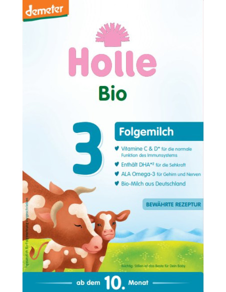 MLEKO KROWIE 3 NASTĘPNE DLA NIEMOWLĄT PO 6 MIESIĄCU DEMETER BIO 600 g - HOLLE
