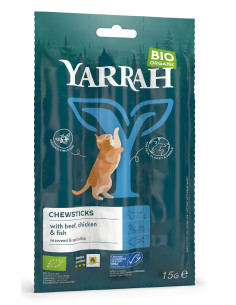 (DLA KOTA) PRZYSMAK - PAŁECZKI Z WOŁOWINĄ I RYBĄ BIO (3 x 5 g) 15 g - YARRAH
