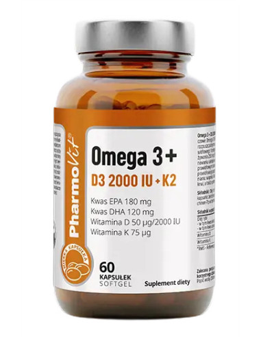 OMEGA-3 + WITAMINA D3 + K2 BEZGLUTENOWA 60 KAPSUŁEK - PHARMOVIT (CLEAN LABEL)