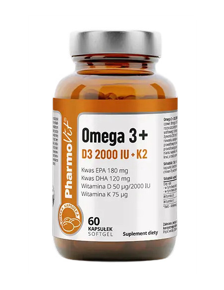 OMEGA-3 + WITAMINA D3 + K2 BEZGLUTENOWA 60 KAPSUŁEK - PHARMOVIT (CLEAN LABEL)