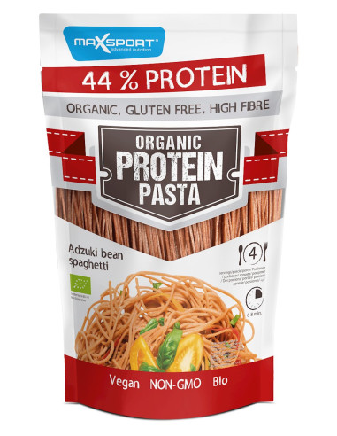 MAKARON PROTEINOWY (Z SOI I FASOLI CZERWONEJ ADZUKI) SPAGHETTI BEZGLUTENOWY BIO 200 g - MAXSPORT