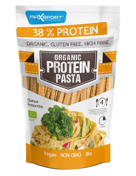 MAKARON PROTEINOWY (Z SOI ZIELONEJ I QUINOA) FETTUCCINE BEZGLUTENOWY BIO 200 g - MAXSPORT