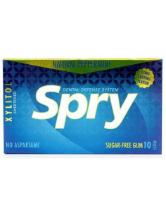 GUMA DO ŻUCIA Z KSYLITOLEM O SMAKU MIĘTY PIEPRZOWEJ BEZGLUTENOWA (10 szt.) 12 g - SPRY