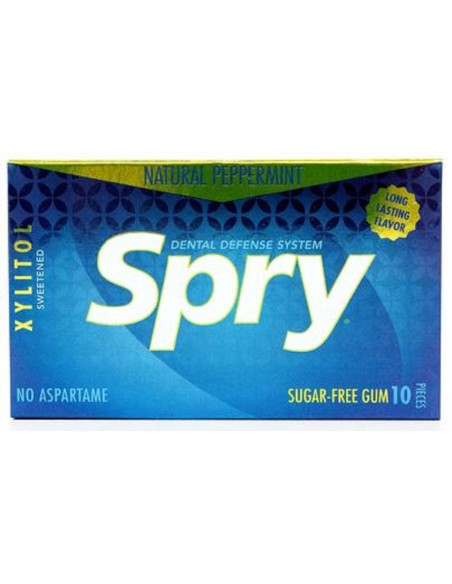 GUMA DO ŻUCIA Z KSYLITOLEM O SMAKU MIĘTY PIEPRZOWEJ BEZGLUTENOWA (10 szt.) 12 g - SPRY