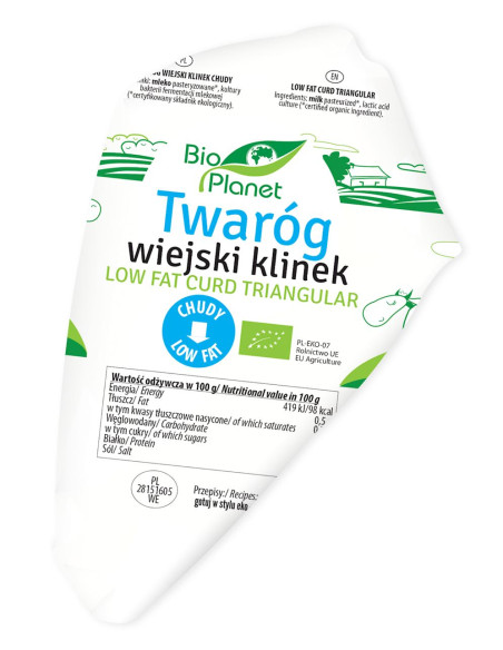 TWARÓG WIEJSKI KLINEK CHUDY BIO (około 0,30 kg) - BIO PLANET