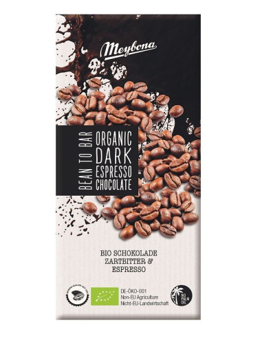 CZEKOLADA GORZKA Z KRUSZONYMI ZIARNAMI KAWY ESPRESSO BIO 100 g - MEYBONA