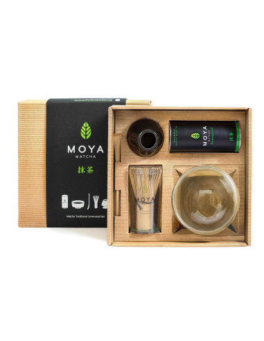 ZESTAW CEREMONIALNY DO MATCHY ZE SZKLANĄ CZARKĄ - MOYA MATCHA