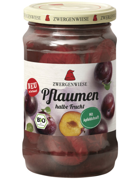 ŚLIWKI POŁÓWKI W LEKKIM SYROPIE BEZGLUTENOWE BIO 360 g (180 g) (SŁOIK) - ZWERGENWIESE
