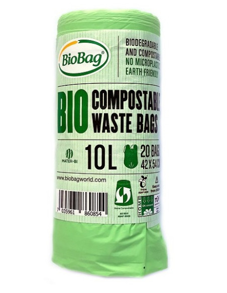 WORKI NA ODPADY BIO I ZMIESZANE 10 L 20 szt. (KOMPOSTOWALNE I BIODEGRADOWALNE) - BIOBAG