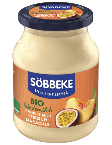 JOGURT KREMOWY BRZOSKWINIA - MARAKUJA BIO 500 g (SŁOIK) - SOBBEKE