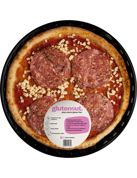 PIZZA Z SEREM MOZZARELLA I KIEŁBASĄ SALAMI BEZGLUTENOWA 330 g - GLUTEN OUT