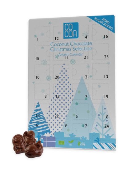 KALENDARZ ADWENTOWY Z CZEKOLADY KOKOSOWEJ BEZ DODATKU CUKRÓW BIO 180 g - COCOA (PRODUKT SEZONOWY)