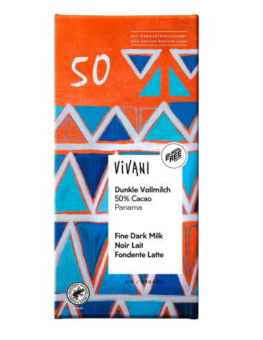 CZEKOLADA MLECZNA GORZKA 50 % KAKAO BIO 80 g - VIVANI
