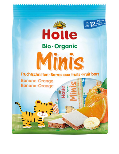 BATONIKI MINI BANAN - POMARAŃCZA OD 1 ROKU BIO (8 x 12,5 g) 100 g - HOLLE