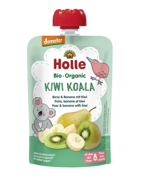 MUS KIWI KOALA (GRUSZKA - BANAN - KIWI) BEZ DODATKU CUKRÓW OD 8 MIESIĄCA DEMETER BIO 100 g - HOLLE